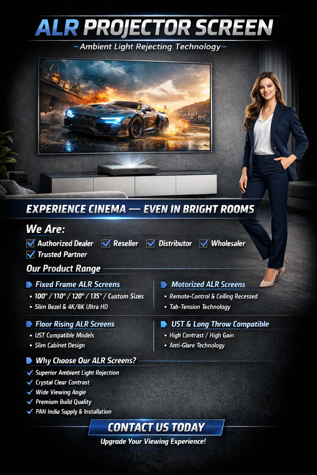 Home Theater Rear ALR Projector Screen Systems