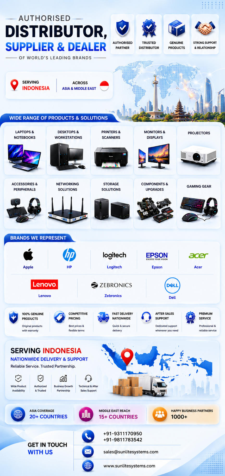 Authorized Dealers & IT Hardware Distributors in Indonesia - Apple, HP, Dell, Lenovo, Acer - Sunlite Systems