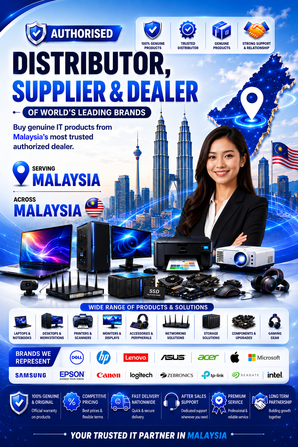 Authorized Dealers & Distributors in Malaysia - Apple, HP, Dell, Lenovo, Acer, Logitech, Epson, Zebronics - Sunlite Systems