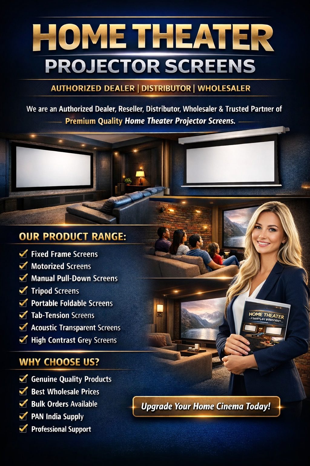 Command Center Home Theatre Projector Screen Systems